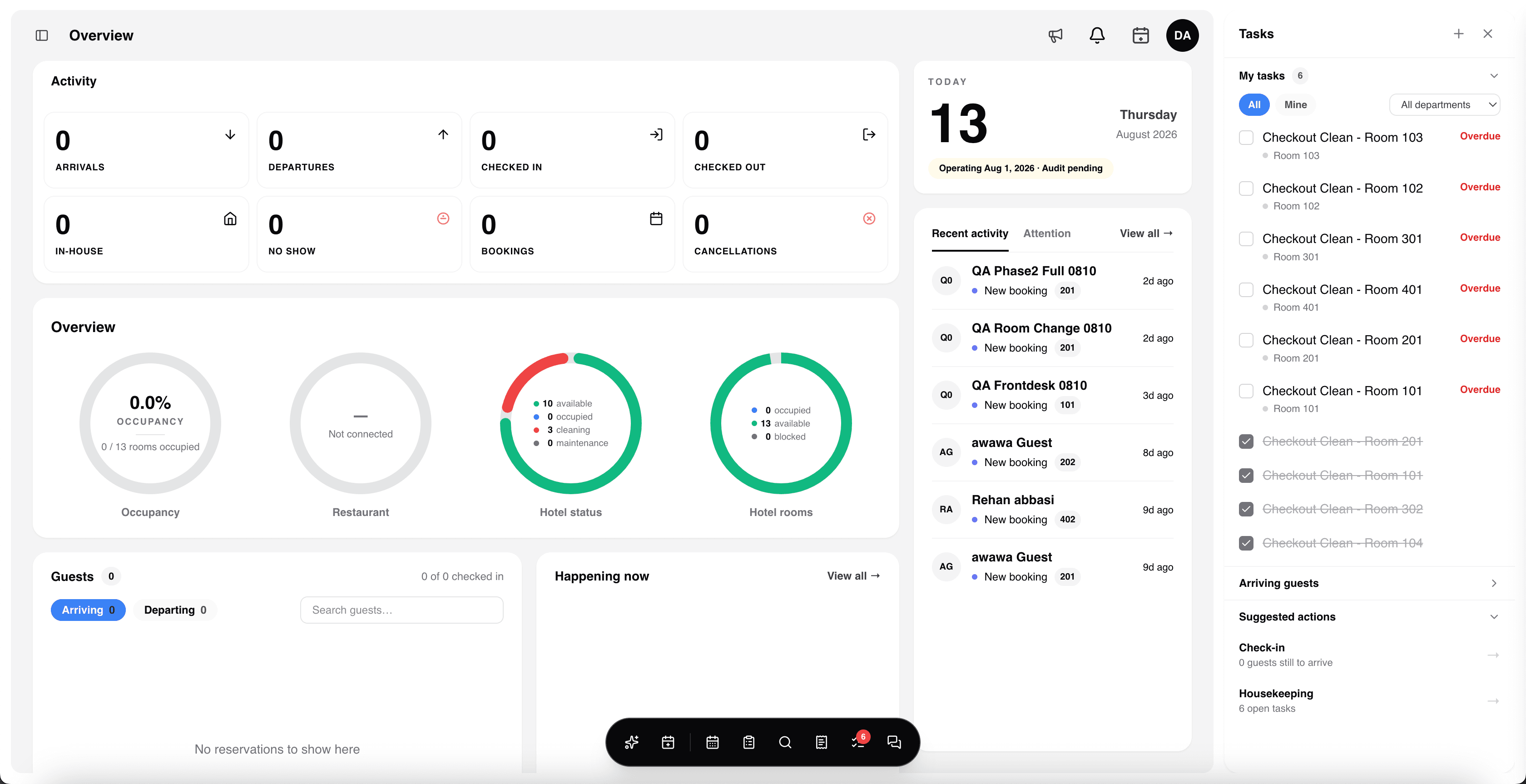 Hotel dashboard preview