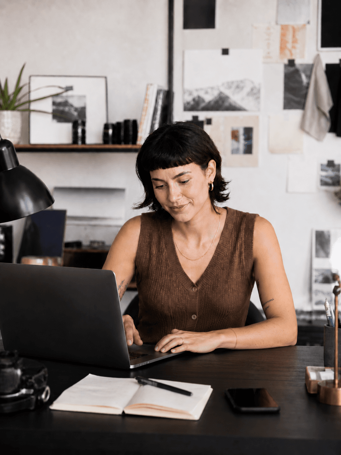 Owner at laptop